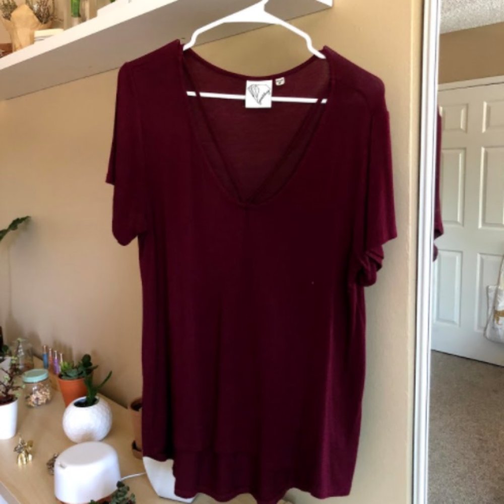 Maroon V-neck top